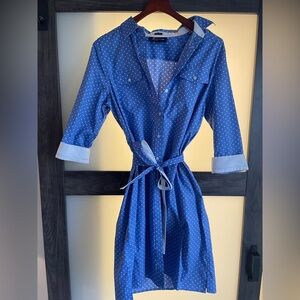 Adorable Blue Polka Dot Shirt Dress